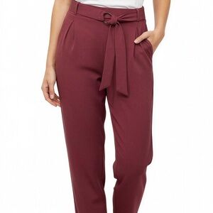 Saint +‎ Sofia Dark Mauve Tie Belt Waist Pleated Pants - 4